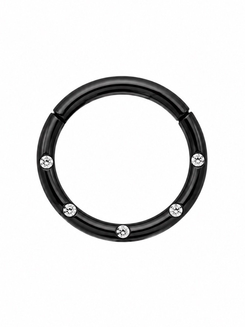 Black CZ Clicker Hoop Ring | 16G 8mm Stainless Steel Piercing Jewelry